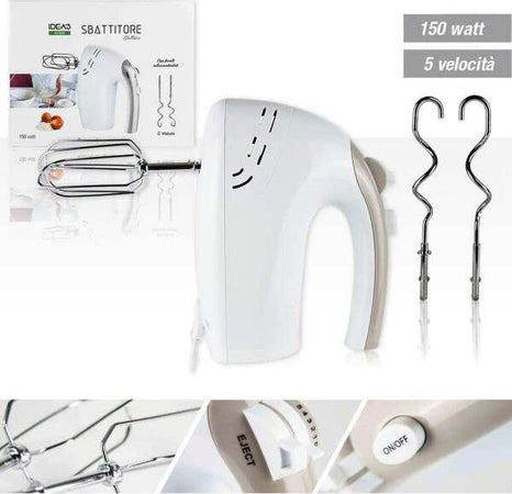 Frusta-Elettrica-Sbattitore-Frullatore-150w-5-Velocita'-Mixer-Impastatore-Ganci