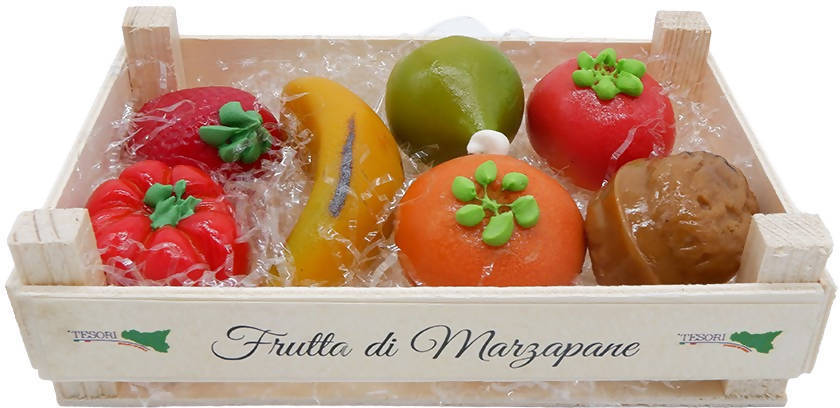 Frutta di Marzapane assortita 200g 7 pezzi Frutta Finta Dolce Colorata per Dolci ad Uso Alimentare Frutta Decorativa di Zucchero frutta di marzapane Tesori Di Sicilia - Nicosia, Commerciovirtuoso.it