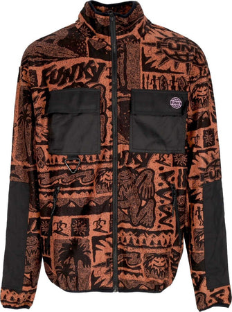 FUNKY-Felpa-Collo-Alto-Uomo-Tribe-Full-Zipper-Fleece-Rust-da-uomo