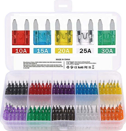 Fusibili-Assortiti-100-Pz-Lamellari-Per-Auto-E-Moto-Barca-Kit-Mini-Fusibbili