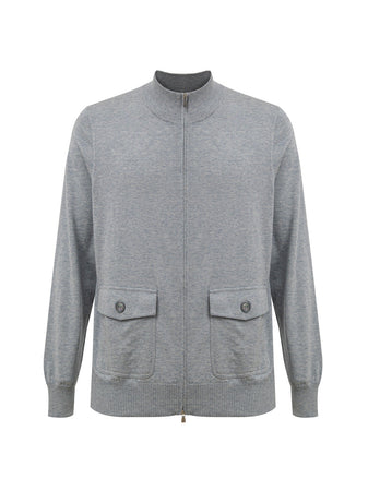 Gran Sasso Maglia Grigia con Zip a Manica Lunga da uomo