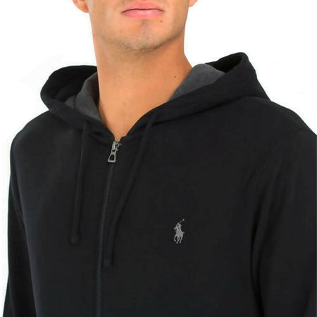 Ralph Lauren Felpa Uomo Neracon Cappuccio Felpa Tinta Unita Logo Casual Full Zip E Maniche Lunghe Con Logo Pony Ricamato Ralph Polo