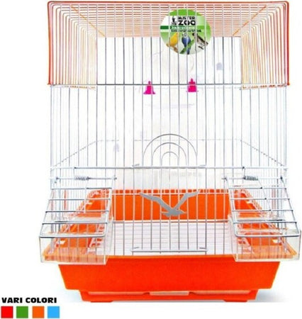 Gabbia-Uccelli-Canarini-Pappagalli-Forma-Quadrata-Con-Accessori-Vari-Colori