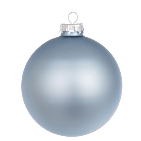 Palline per albero di Natale in vetro decorate color Celeste Polvere Opaco