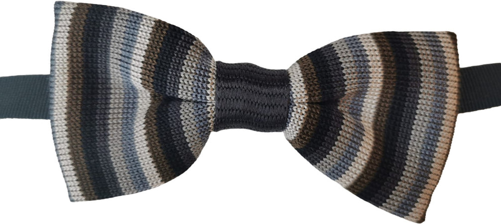 Gallo Papillon Uomo 100% Seta Antracite Papillon Righe Multicolor Elegante