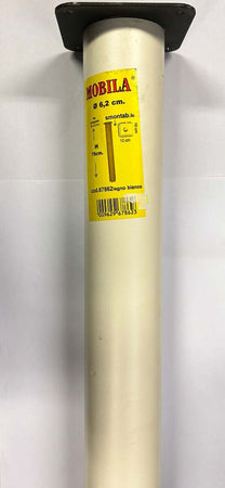 GAMBA-PER-TAVOLO-CILINDRICA-CON-TESTA-QUADRATA-Ø62MM-H.-750MM---IN-LEGNO-LACCATO-BIANCO***
