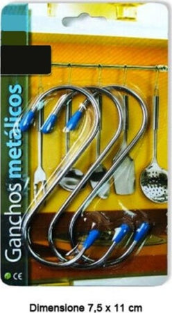 Ganci-Gancio-A-Forma-Di-S-In-Acciaio-Set-Da-3-Pezzi-7,5-X-11-Cm-Appendino