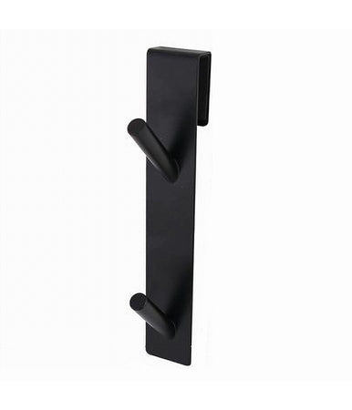 Gancio Doppio Per Porta Box Doccia Appendere Asciugamani Bagno 4x18cm Nero 87771