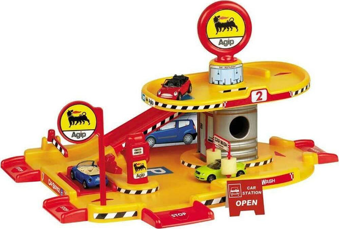 Garage-1-Piano-Con-Rampa-Pompa-Di-Benzina-Agip-Pitstop-Carwash-E-1-Macchinina