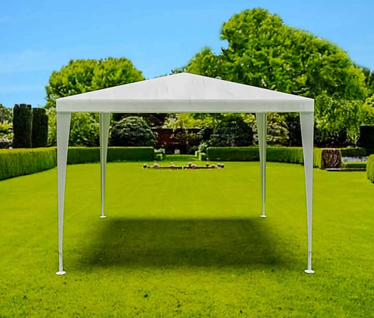 Gazebo-3-x-3-Metri-Bianco-Struttura-in-Acciaio-Copertura-In-PE-110-gr/m²-Impermeabile-Idrorepellente