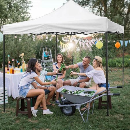 Gazebo-3x3-Pieghevole-Impermeabile-Richiudibile-Fisarmonica-Fiera-mercato-Bianco