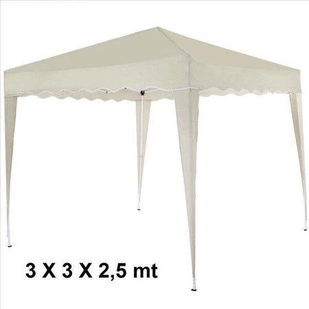 Gazebo-3x3x2,5-Mt-Pieghevole-Ecru-Impermeabile-Richiudibile-Tendone-Giardino