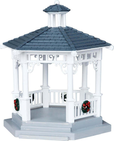 Gazebo bianco e azzurro decorato, edificio per villaggio di Natale in plastica Casa e cucina/Decorazioni per interni/Addobbi e decorazioni per ricorrenze/Decorazioni natalizie/Oggettistica MagiediNatale.it - Altamura, Commerciovirtuoso.it