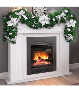 Ghirlanda Natalizia Stella Natale Fiori Palline Fiocchi 200cm Decorazioni Silver
