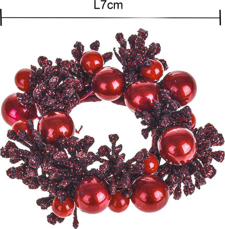 Ghirlanda per candela con bacche rosse decorazione natalizia in plastica ⌀ 7 cm Casa e cucina/Decorazioni per interni/Addobbi e decorazioni per ricorrenze/Decorazioni natalizie/Orpelli e festoni MagiediNatale.it - Altamura, Commerciovirtuoso.it