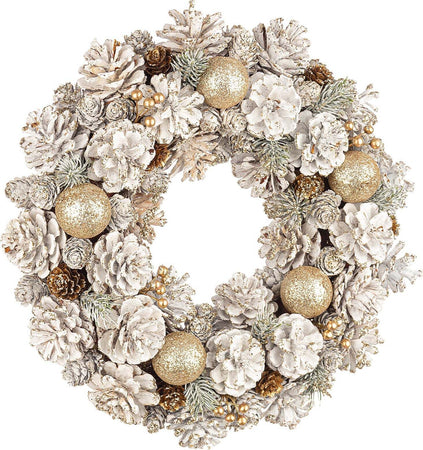 Ghirlanda tonda con Pigne corona natalizia Bianca, dietro porta Casa e cucina/Decorazioni per interni/Addobbi e decorazioni per ricorrenze/Decorazioni natalizie/Orpelli e festoni MagiediNatale.it - Altamura, Commerciovirtuoso.it