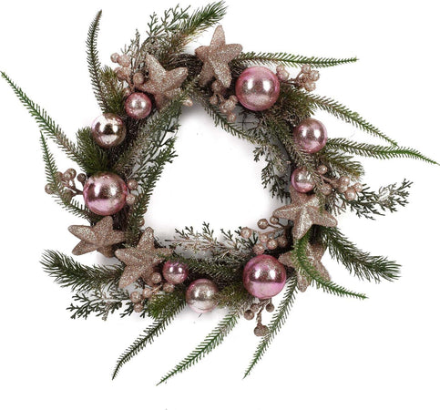 Ghirlanda tonda corona dietro porta innevata con bacche e palline rosa Ø 45 cm Casa e cucina/Decorazioni per interni/Addobbi e decorazioni per ricorrenze/Decorazioni natalizie/Orpelli e festoni MagiediNatale.it - Altamura, Commerciovirtuoso.it