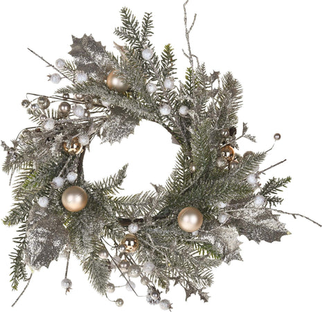 Ghirlanda tonda corona dietro porta innevato con palline in PE effetto Real Touch Ø 46 cm Casa e cucina/Decorazioni per interni/Addobbi e decorazioni per ricorrenze/Decorazioni natalizie/Orpelli e festoni MagiediNatale.it - Altamura, Commerciovirtuoso.it