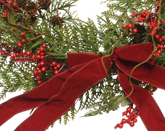 Ghirlanda tonda natalizia con bacche e fiocco color Rosso, dietro porta da 50 cm Casa e cucina/Decorazioni per interni/Addobbi e decorazioni per ricorrenze/Decorazioni natalizie/Orpelli e festoni MagiediNatale.it - Altamura, Commerciovirtuoso.it