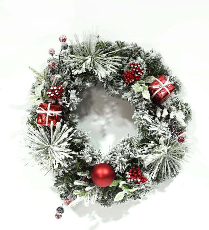 Ghirlanda tonda natalizia innevata dietro porta decorazione natalizia Ø 30 cm Casa e cucina/Decorazioni per interni/Addobbi e decorazioni per ricorrenze/Decorazioni natalizie/Orpelli e festoni MagiediNatale.it - Altamura, Commerciovirtuoso.it