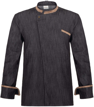 Giacca Chef Ulisse Jeans Scuro Elasticizzata Giacca Cuoco inserti in Pelle Giacca Barchef