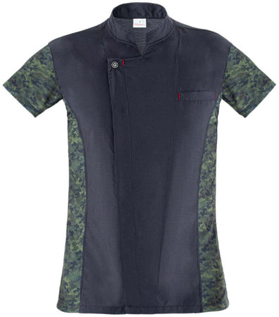 Giacca Cuoco Sylvester Nero Pixel Mimetico Manica Corta Leggera Giacca Cuoco Microfibra