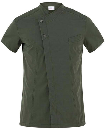 Giacca Harry Verde Militare Casacca Uomo Manica Corta No Stiro Elasticizzata Traspirante Superleggera