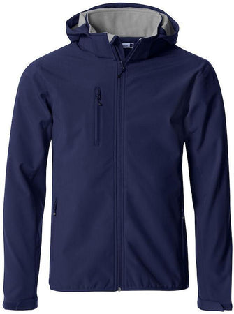 Giacca Softshell Blu Navy Taglia XL Clique Basic con Cappuccio Giacca Antivento da Lavoro Tempo Libero Impermeabile