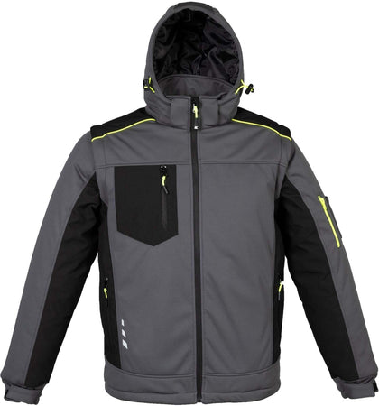 Giacca Softshell Imbottita Grigio con Maniche Staccabili Giacca Antivento con cappuccio
