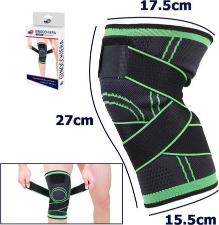 Ginocchiera-Fascia-Elastica-Anallergica-Lavabile-Per-Traumi-Fitness-Sport-Verde