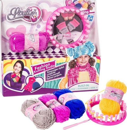 Giocattolo-Maglieria-Magica-Bambini-Telaio-Lavori-A-Maglia-4-Gomitoli-Colorati