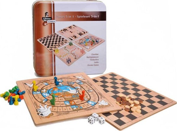 Gioco In Legno Da Tavolo 5in1 In Scatola Latta Ludo Mill Tic Tac Gioco Oca Giochi e giocattoli/Giochi da tavola di società e accessori/Giochi da tavolo/Giochi di società Trade Shop italia - Napoli, Commerciovirtuoso.it