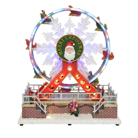 Ruota panoramica decorazione per villaggio Natalizio con animazioni e luci h 28 cm