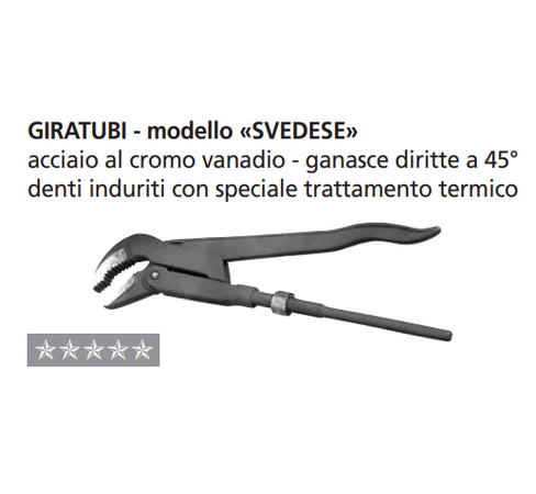 ORECA-GIRATUBI MODELLO SVEDESE GANASCE DIRITTE A 45° PER TUBI FINO AD 1"