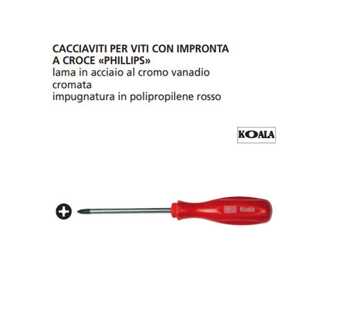 ORECA-CACCIAVITE PER VITI CON IMPRONTA A CROCE "PHILLIPS"GR1 4.5x80 IN ACCIAIO CROMO VANADIO