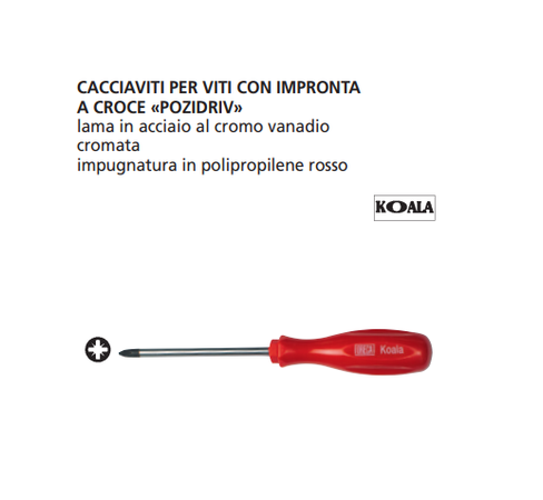 ORECA-CACCIAVITE PER VITI CON IMPRONTA A CROCE "POZIDRIV"GR0 3x60 IN ACCIAIO CROMO VANADIO
