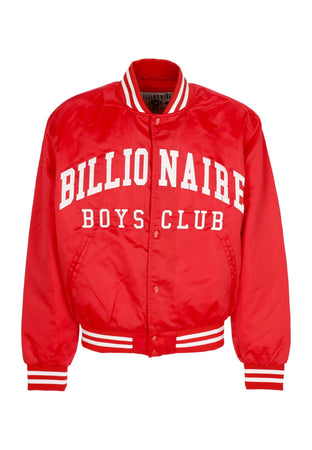 BILLIONAIRE BOYS CLUB Giubbotto Bomber Uomo College Satin Bomber Jacket Red da uomo