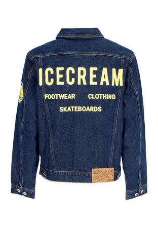 ICE CREAM Giubbotto Jeans Uomo Icecream Cowboy Denim Trucker Jacket Indigo da uomo