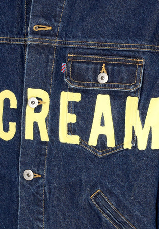 ICE CREAM Giubbotto Jeans Uomo Icecream Cowboy Denim Trucker Jacket Indigo da uomo