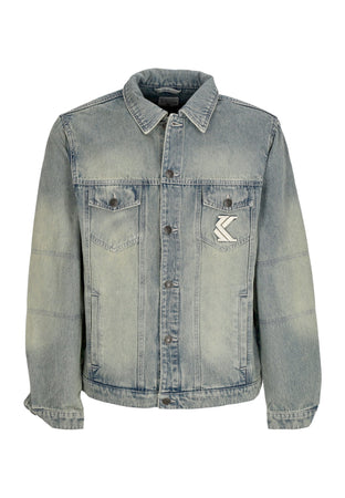 KARL KANI Giubbotto Jeans Uomo Og Os Padded Denim Jacket Blue Sand da uomo
