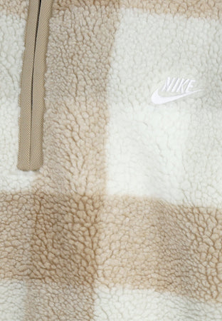 Nike Giubbotto Pile Uomo Club Winterized Half-zip Sweatshirt Khaki/sail/light Bone/white da uomo