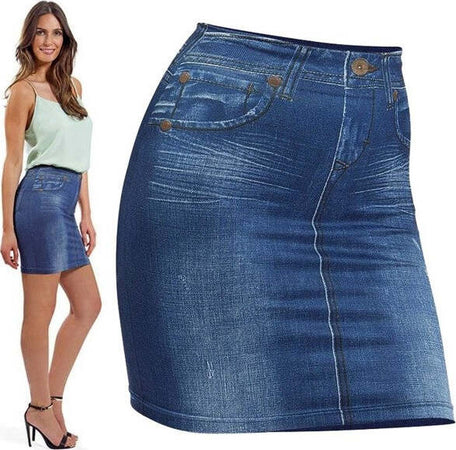 Gonna-Elasticizzata-Slim-Skirt-Effetto-Jeans-Modellante-Dimagrante-Tag.-Unica