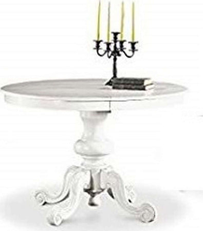 GORDON---tavolo-da-pranzo-allungabile-in-legno-massello-tondo-120/158-Bianco-Milani-Home