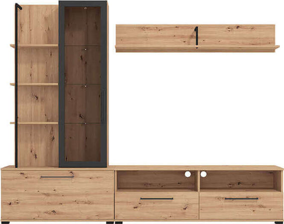 GRACIE---parete-attrezzata-con-anta,-vetrina-e-due-cassetti-moderna-minimal-in-legno-cm-229,5-x-35-x-182,5-h-Antracite-Milani-Home