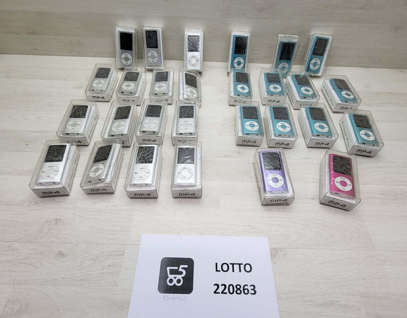 Grande Lotto Stock materiale elettronico 28 lettori MP4 audio video dismesso nuovo usato misto da rivendere 220863