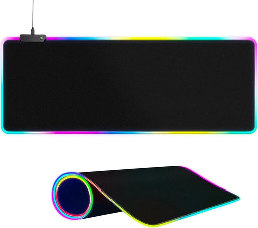 Grande Tappetino per Mouse e Tastiera Gaming RGB 15 Modalità di Illuminazione Morbido Antiscivolo 30,5 x 80 cm