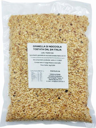 Granella Di Nocciola Tostata 500gr. Cal 2/4 100% Italiana Granella Decorativa per Dolci e Gelato granella di nocciola Tipici & Food - Bronte, Commerciovirtuoso.it