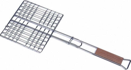 Graticola-Griglia-Quadrata-32-X-19-Cm-Con-Manico-In-Legno-Per-Barbecue