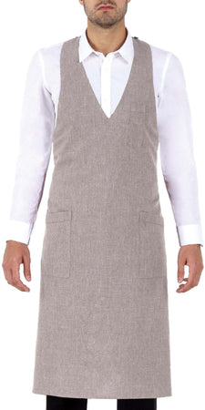 Grembiule Reno Beige Finto Lino Grembiule con Pettorina