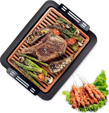 Griglia-Elettrica-Antifumo-1000w-Q-hb67-Grill-Senza-Fumi-Piastra-Antiaderente